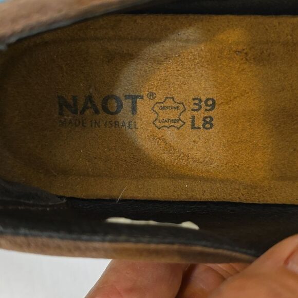 NAOT Dashing Pump Leather Mary Jane Heels Shoes Teal Brown 37/6-6.5 Hook & Loop - Picture 7 of 12